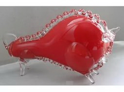 Сувенир "Зубр" большой красный  Цветное стекло