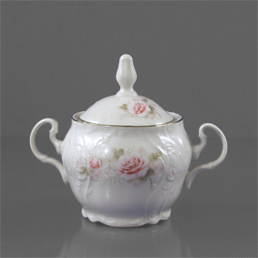 Сахарница 300мл "Бледные розы, отводка платина"