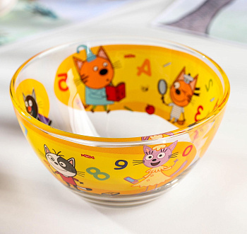 Салатник 13см стекл. "Три кота" Цифры/Буквы