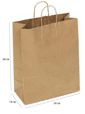 Пакет бумажный с кручеными ручками 24*14*28см (300)