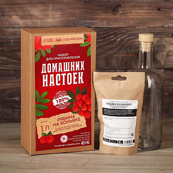 Набор для настойки «Рябина на коньяке»: травы и специи 74 г бутылка 500мл