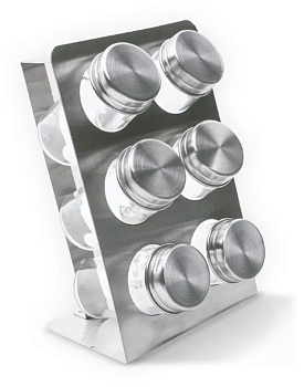 Набор емкостей для специй 6шт стекло подставка нерж.