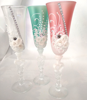 Набор свадебных фужеров 2шт. (Жених-Невеста, Лепка) 200мл