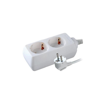 Удлинитель электрический Volsten S 2x3-Z земля 2гн. 3м 10А 2200Вт ПВС 3х0,75