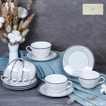 Набор чайный 12пр 270мл Кружево тонкостенный