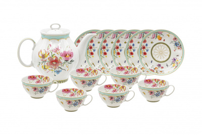 Сервиз чайный 13 пр. "Лазурный берег" ф.Белый лебедь