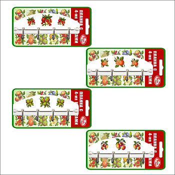 Планка с 4 крючками "Фрукты" 6диз.