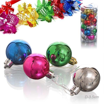 Шары елочные  24шт 3.5см микс