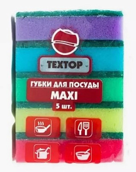 Губка д/посуды "Мега ТЕКСТОП" 5шт. 115х75х32