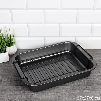 Противень 37х27х7см с решеткой для гриля