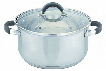 Кастрюля нерж. 4.3л  "Sofia"  силик. ручки,  мерная шкала Кастрюля нерж. 4.3л  "Sofia"  силик. ручки,  мерная шкала