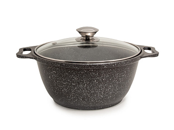 Кастрюля 2л "Темный мрамор" антипр. покр.  стекл.кр. Кастрюля 2л "Темный мрамор" антипр. покр.  стекл.кр.