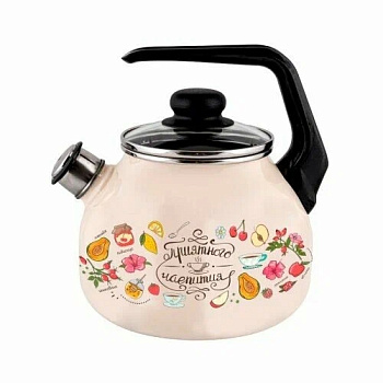 Чайник эмал 3л со свистком "Приятного аппетита" Чайник эмал 3л со свистком "Приятного аппетита"