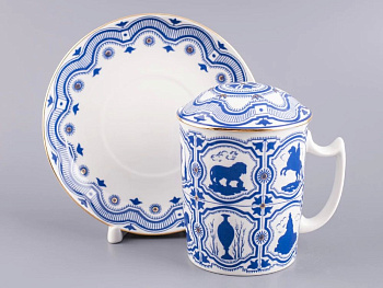 Бокал с блюдцем и крышкой 380мл "Сувенир" ф.Снежное утро