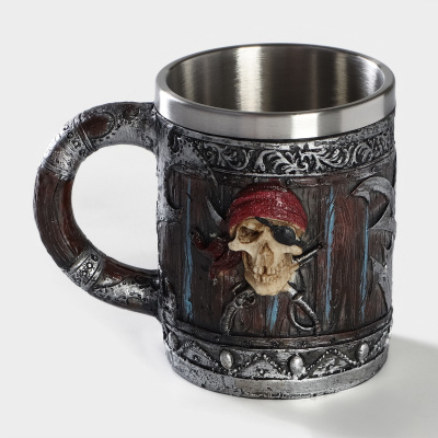 Кружка средневековая «Пираты. Хэллоуин» 400мл нерж керамика