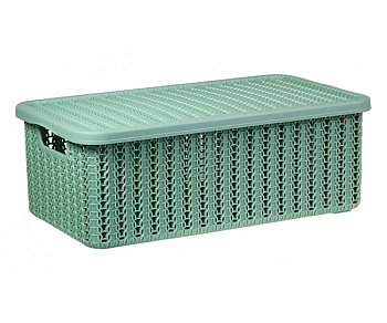 Коробка ВЯЗАНИЕ 3л с крышкой Фисташковый  95x150x270мм