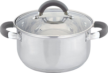 Кастрюля нерж. 3.3л  "Sofia"  силик. ручки,  мерная шкала Кастрюля нерж. 3.3л  "Sofia"  силик. ручки,  мерная шкала