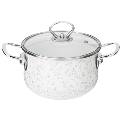 Кастрюля эмалированная со стеклянной крышкой "Вивьен" 2.0л 18*11см