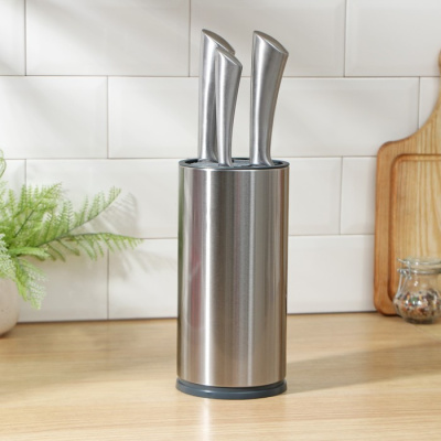 Подставка круглая для ножей и ножниц «Металлик» 11x23см