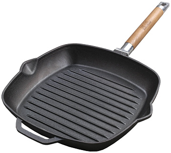 Сковорода-гриль без крышки чугунная 260х260 со съемной ручкой (4)