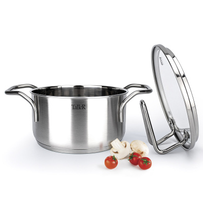 Кастрюля  нерж. "Инесс" d18 h10.4см 2л плоская крышка с держателем