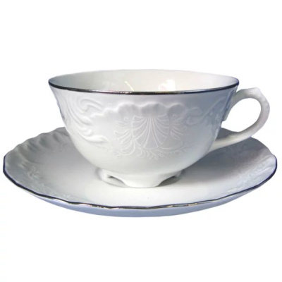 Пара чайная 220мл  "Рококо Узор+Платина"