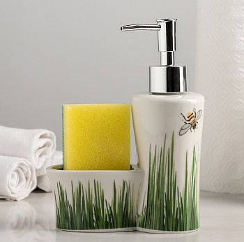 Дозатор для  моющего средства с губкой  250мл