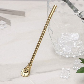 Ложка - бомбилья для матэ 17.5*2см нерж.  цвет золото