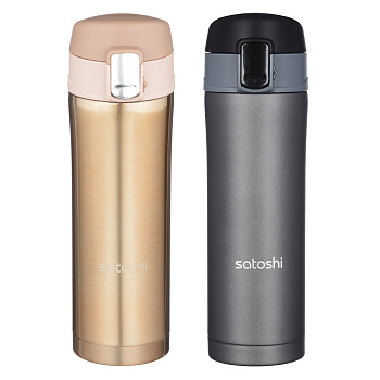 Термос кружка нерж. 450мл с крышкой на защелке    2цвета