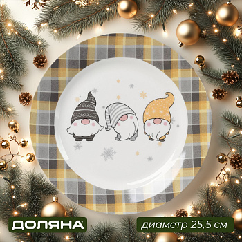 Тарелка новогодняя «Домашние гномики» 25.5см под.уп.