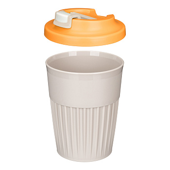 Стакан для горячих напитков с клапаном 350мл светло-бежевый