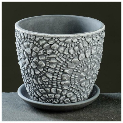 Горшок для цветов "Камешки" серый  2.15л