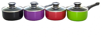 Ковш алюм.антипр.зел фиол кр черн 1.8л  16см (12) Ковш алюм.антипр.зел фиол кр черн 1.8л  16см (12)