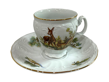 Чашка 90мл с блюдцем 115мм кофейная пара "Охота"