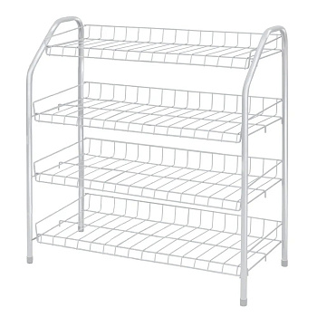 Этажерка для обуви матовый белый 4полки 66*28*70см разборная полка 18см