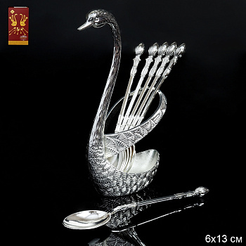 Набор ложек 6шт.  в подставке "Лебедь"