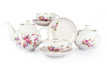 Сервиз чайный 14 пр. "Багульник отводка золотом" ф.Рубин