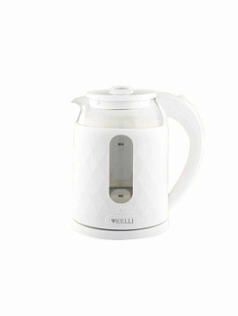 Чайник электрический стеклянный белый 1.8л 2200Вт поворот закрытый нагрев. элемент