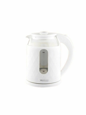 Чайник электрический стеклянный белый 1.8л 2200Вт поворот закрытый нагрев. элемент