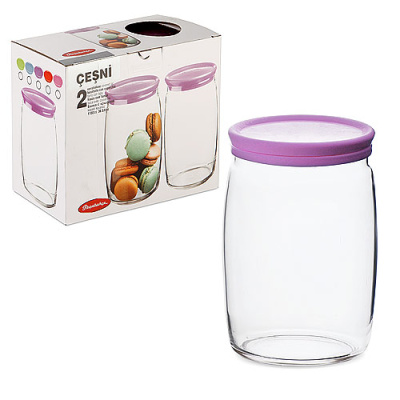 Набор банок ЧЕШНИ 2шт.1.1л с цветн. пласт.крышкой
