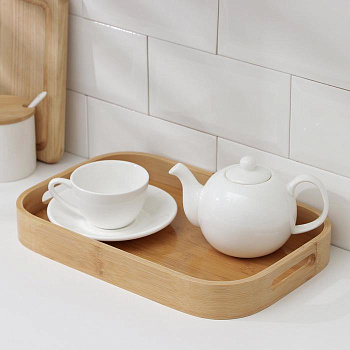 Поднос с ручками Striata 33x22x4.5см бамбук