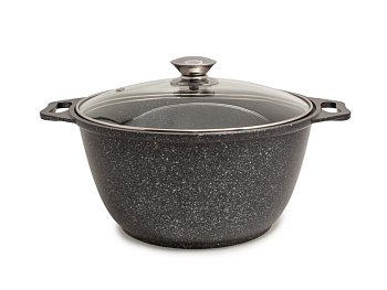 Кастрюля 3л "Темный мрамор" антипр. покр.  стекл.кр.