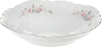 Салатник 25см "Бледные розы, отводка платина"