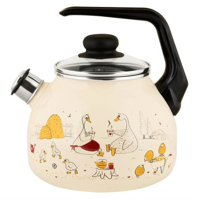 Чайник эмаль 3л со свистком "Подворье"