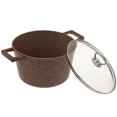 Кастрюля 5л ГРАНИТ браун-браун 24см QuanTanium ст/дно 3/5мм