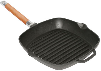 Сковорода-гриль без пресса чугунная 240х240 со съемной ручкой
