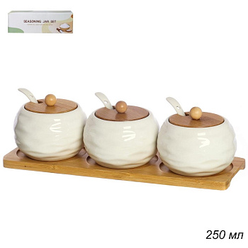 Набор для специй 3пр. 250мл с ложкой на подставке