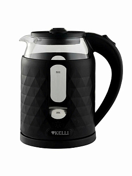 Чайник электрический стеклянный черный 1.8л 2200Вт поворот закрытый нагрев. элемент