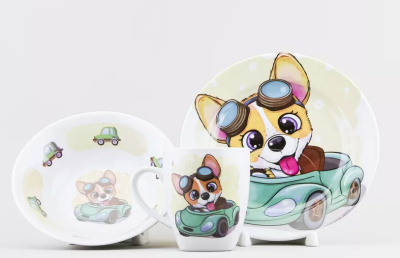 Набор посуды 3пр. "Веселый гонщик" под.уп.: тар 17.5см сал 360 кружка 210мл ф.Глория