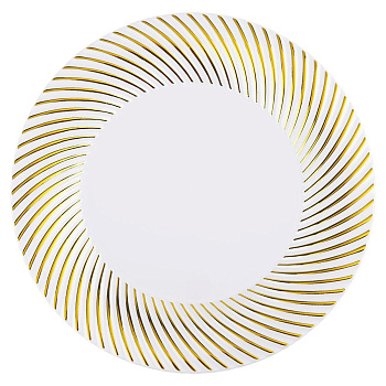 Тарелка пластиковая белая "Золотая волна" 23см